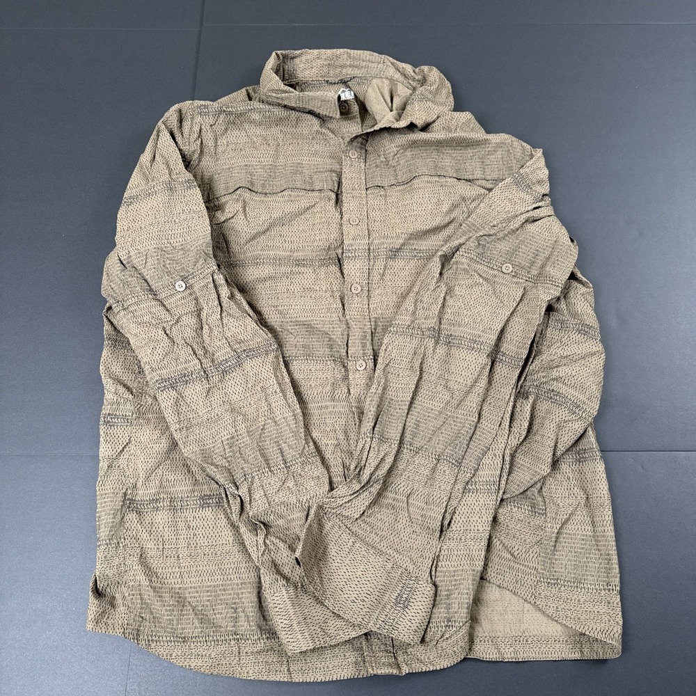 REI Co-Op Men's XL Beige Black Button Down Outdoor Shirt Wilderness Hunting